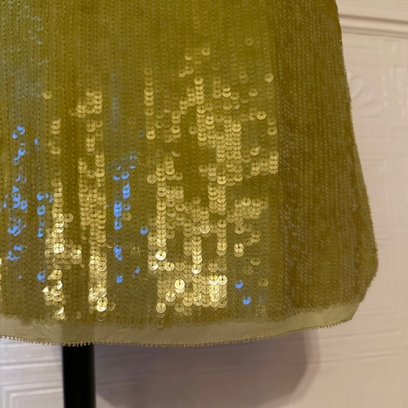 Rachel Roy Lime Green, Drop Waist Sequin Mini Skirt - Y2K Gah Rave Holiday Party - Picture 6 of 11